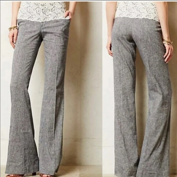 Elevenses The Brighton Gray‎ Lace Wide Flare Pants - Picture 2 of 11